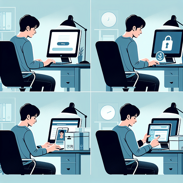 person switching from computer to tablet for Amazon login