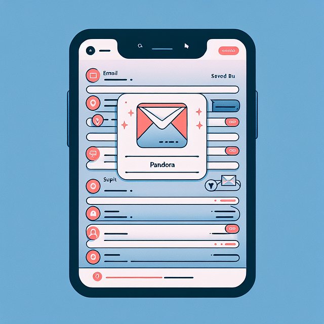 Email inbox with an email from Pandora highlighted