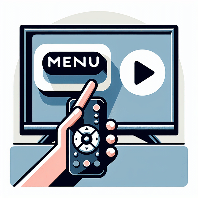 Hand pressing the Insignia TV menu button