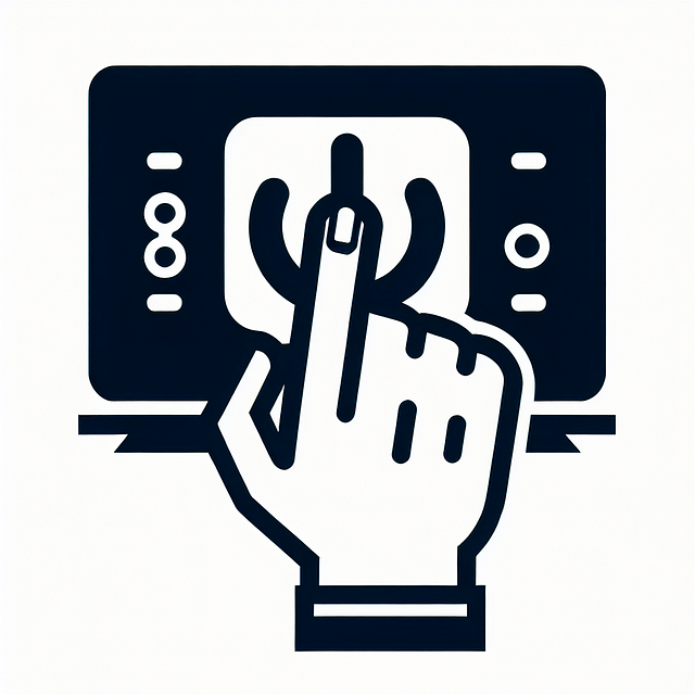 Hand pressing and holding the power button on an Insignia TV