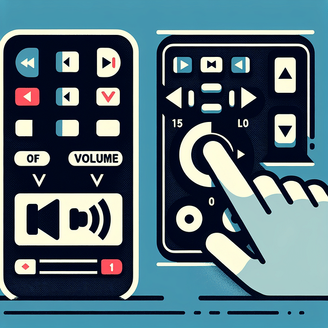 Hand using volume buttons to navigate on-screen menu of Insignia TV