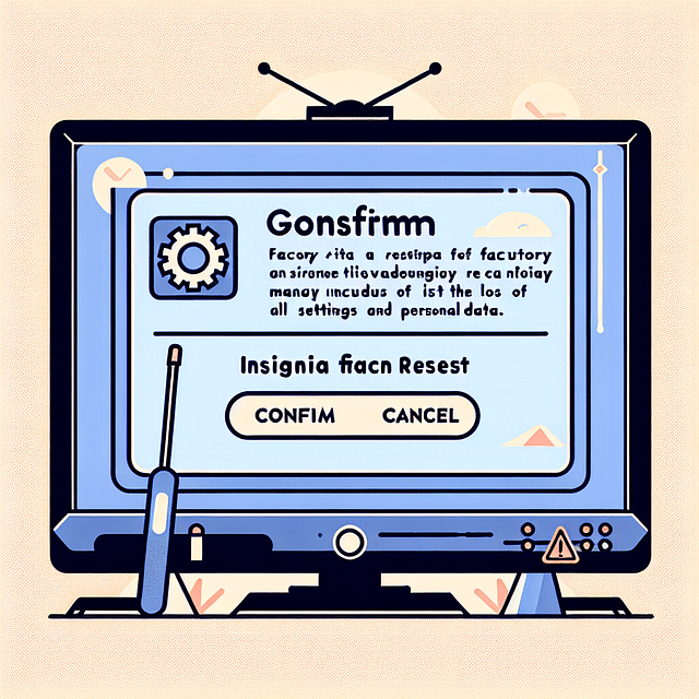 Confirmation screen for Insignia TV factory reset