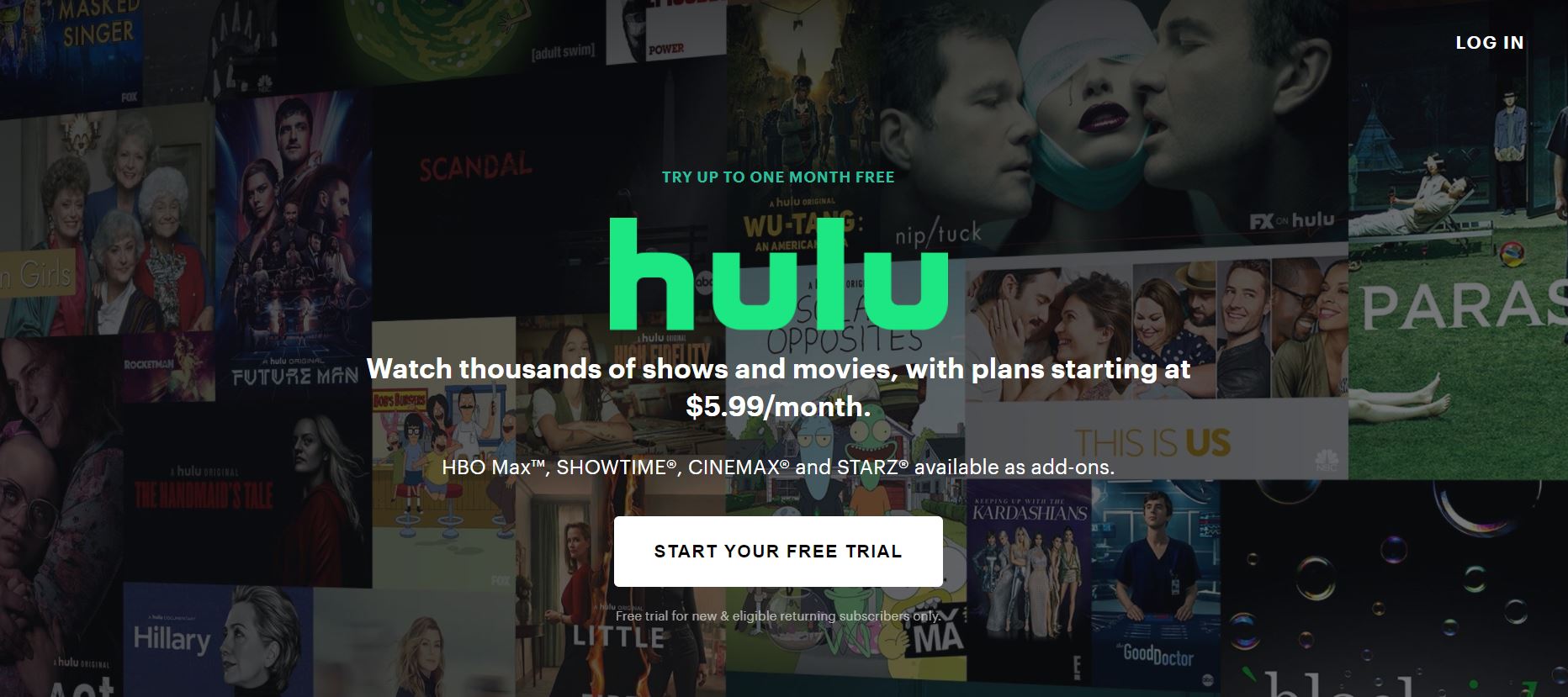 Hulu login screen
