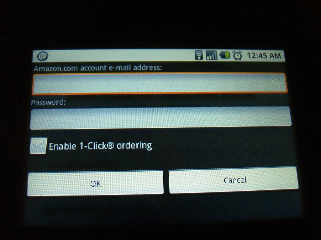 Amazon account login screen