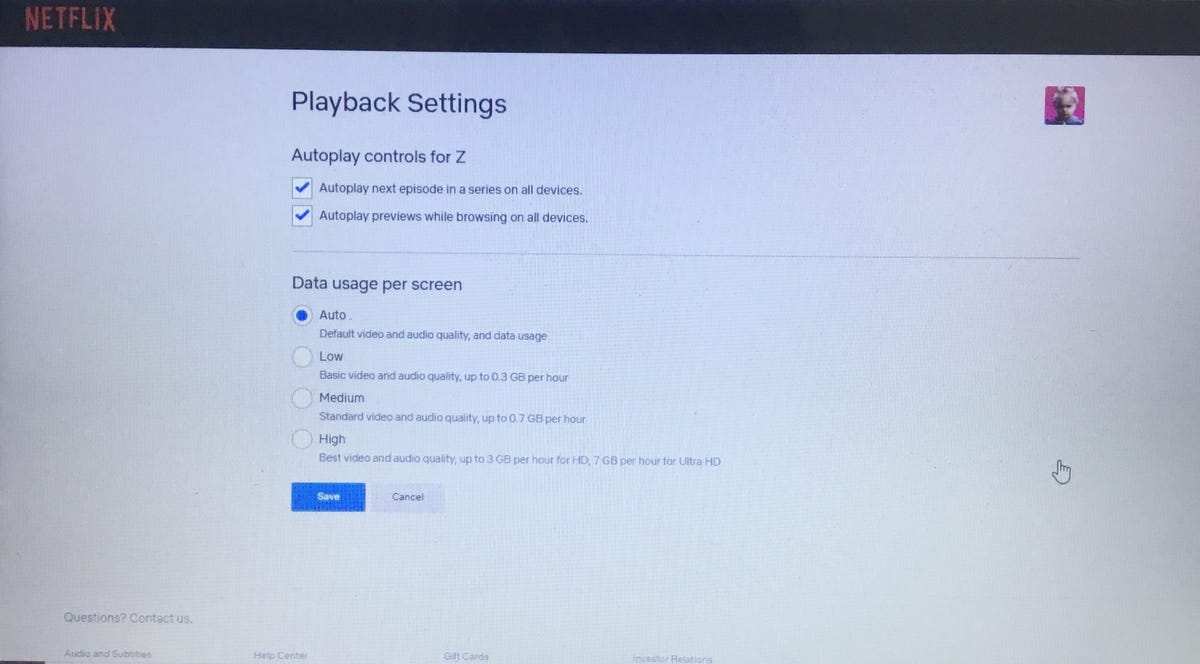 Netflix streaming quality settings