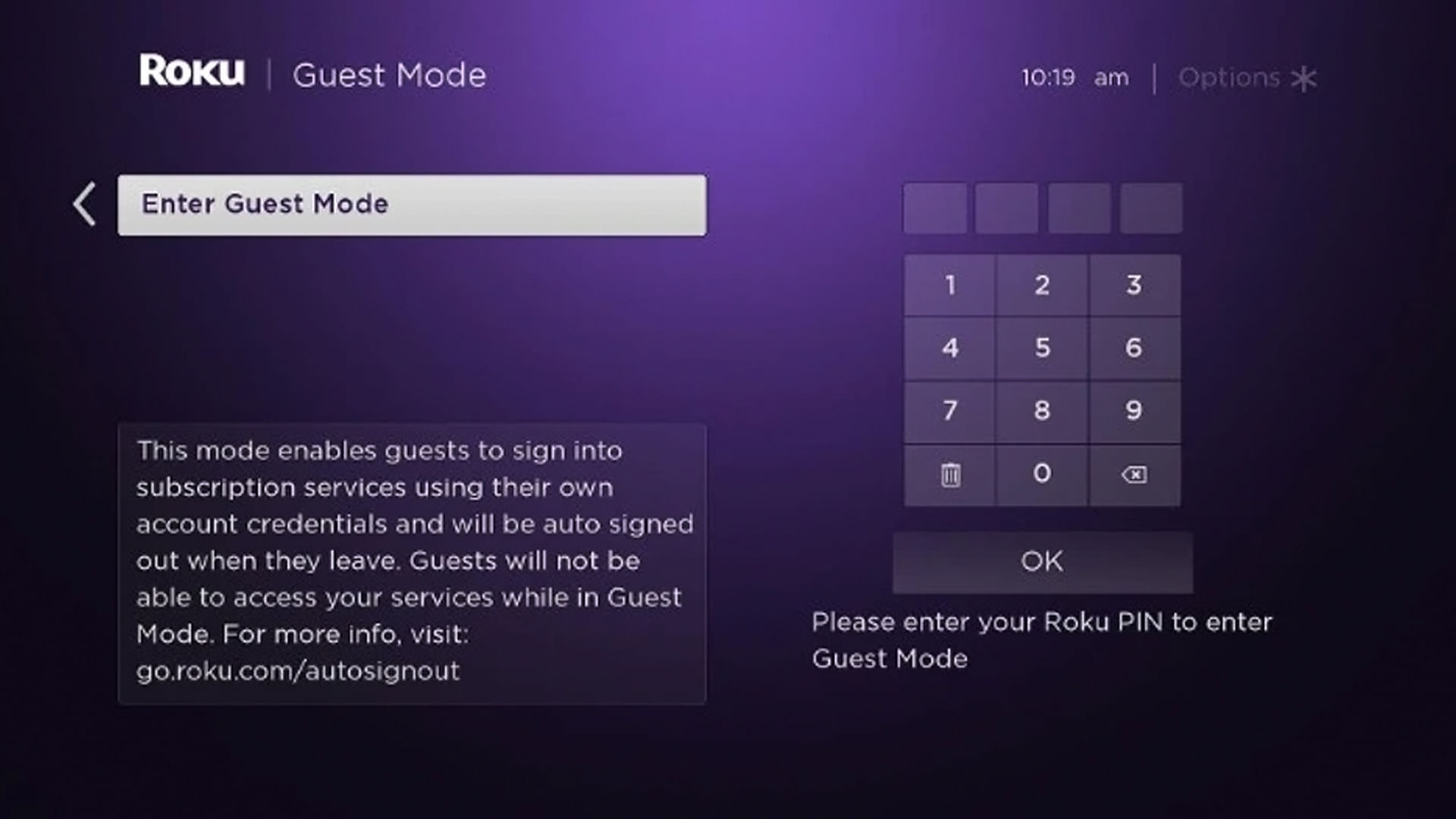 Roku website with new pin entry fields