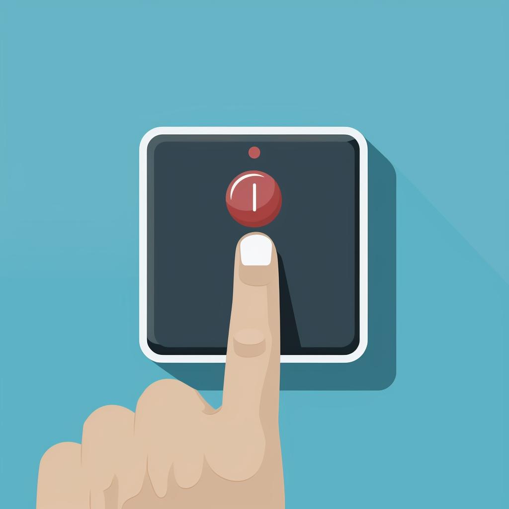 Hand holding a pin and pressing the reset button on a device
