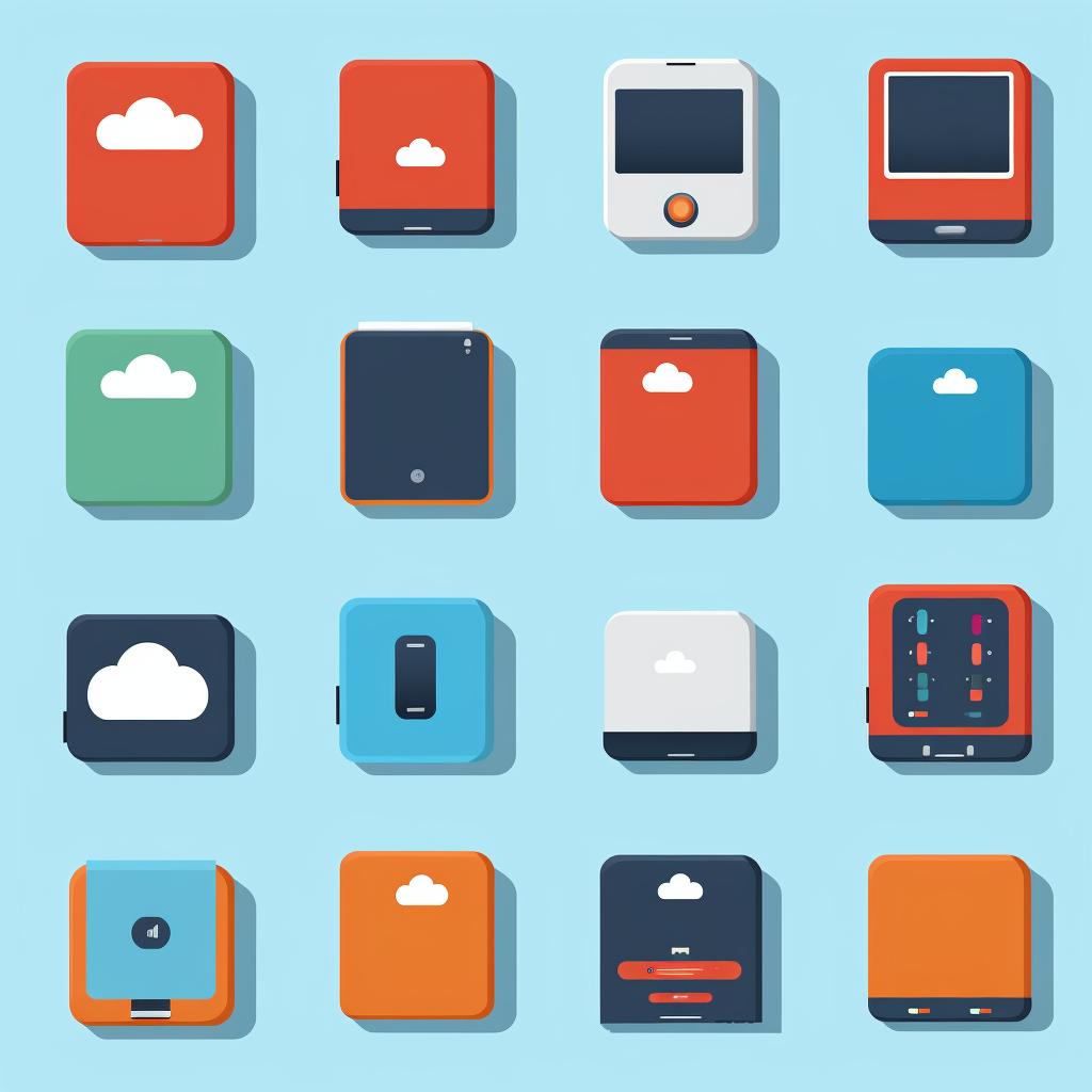 Cloud and external hard drive icons