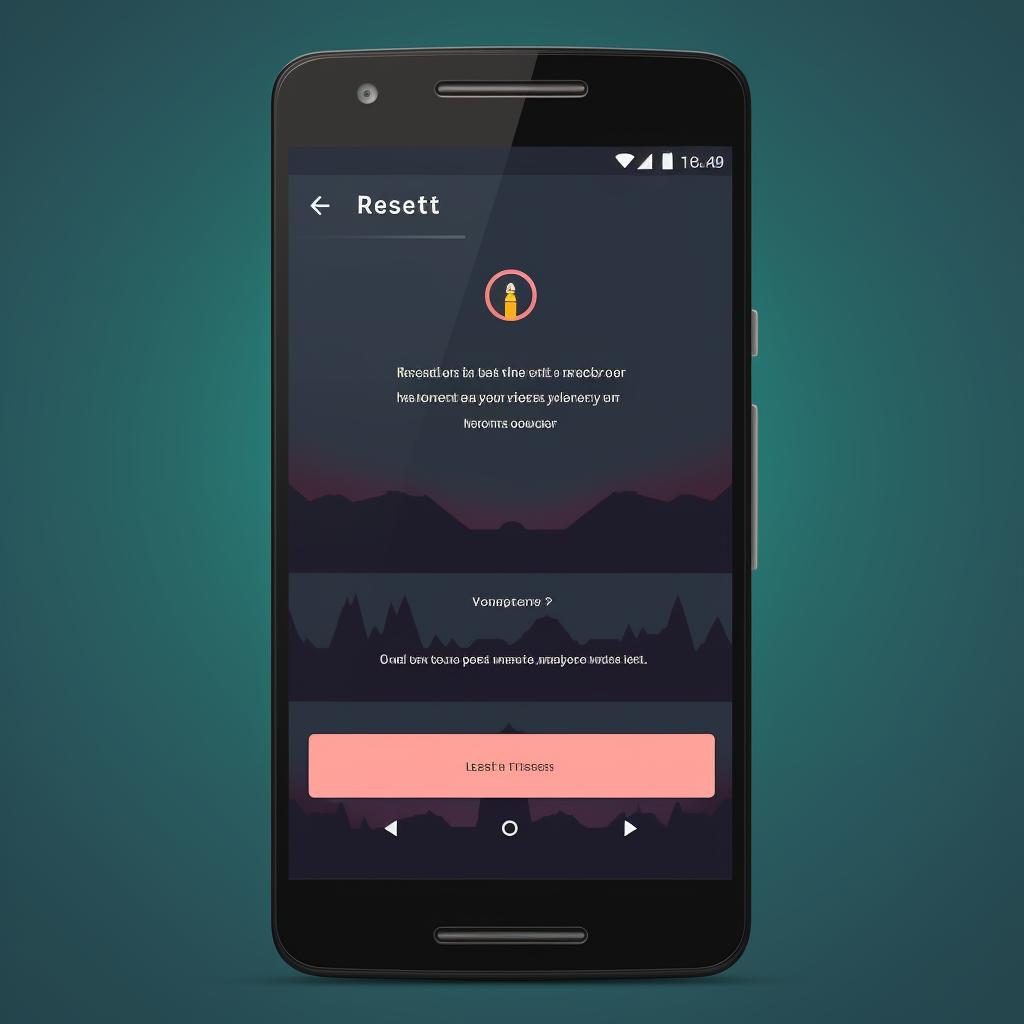 A confirmation prompt on an Android device screen and a progress bar showing the reset process
